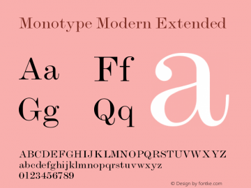 Monotype Modern Extended Version 001.000 Font Sample