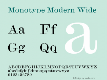 Monotype Modern Wide Version 001.000 Font Sample