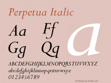 Perpetua Italic Version 001.000 Font Sample