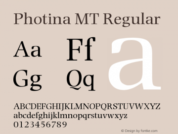 Photina MT Version 001.003 Font Sample