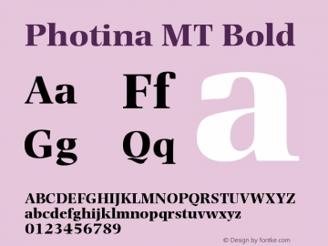 Photina MT Bold Version 001.003 Font Sample