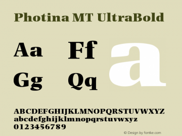 Photina MT Ultra Bold Version 001.003 Font Sample