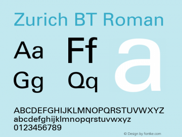 Zurich BT Roman mfgpctt-v1.87 Jan 31 1997图片样张