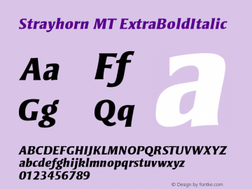 Strayhorn MT Extra Bold Italic Version 001.002 Font Sample