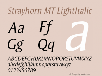Strayhorn MT Light Italic Version 001.002 Font Sample