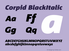 Corpid Black Italic Version 001.072 Font Sample