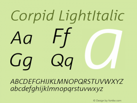 Corpid Light Italic Version 001.072 Font Sample