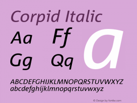 Corpid Italic Version 001.072 Font Sample