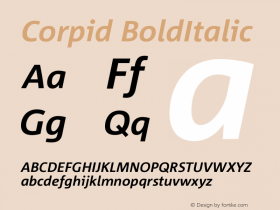 Corpid Bold Italic Version 001.072 Font Sample