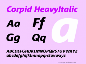 Corpid Heavy Italic Version 001.072 Font Sample