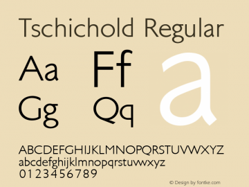 Tschichold Version 1.0; 2001; initial release Font Sample