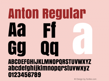Anton Regular Version 1.000图片样张