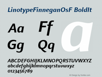 LinotypeFinneganOsF-BoldIt Version 005.000 Font Sample