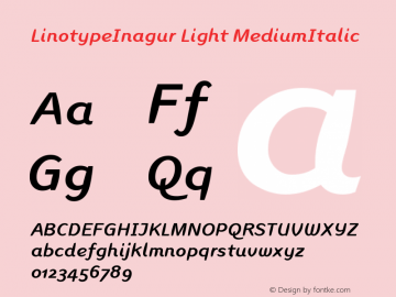 Linotype Inagur Medium Italic Version 005.000图片样张