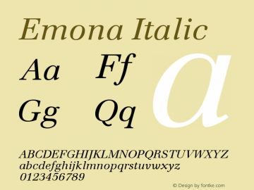 Emona-Italic Version 005.000图片样张