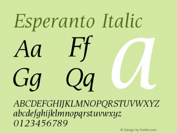 Esperanto-Italic Version 005.000 Font Sample