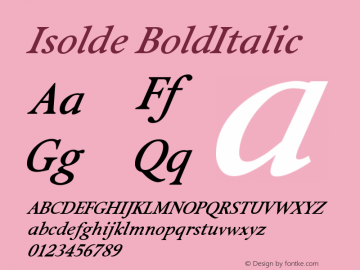 Isolde-BoldItalic Version 005.000 Font Sample