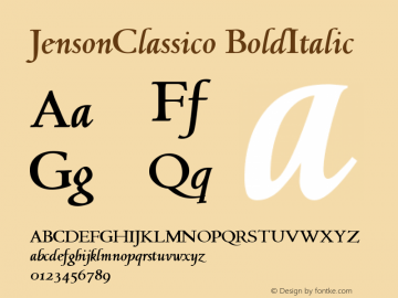 JensonClassico-BoldItalic Version 005.000 Font Sample