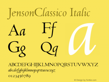 JensonClassico-Italic Version 005.000 Font Sample