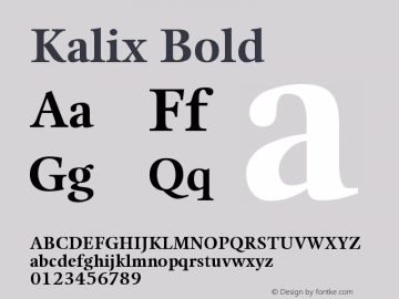 Kalix-Bold Version 005.000 Font Sample
