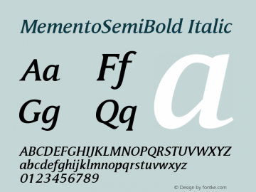 MementoSemiBold-Italic Version 005.000图片样张