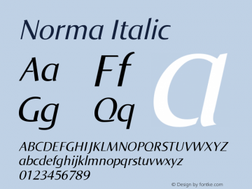 Norma-Italic Version 005.000 Font Sample