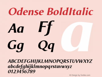 Odense-BoldItalic Version 005.000 Font Sample