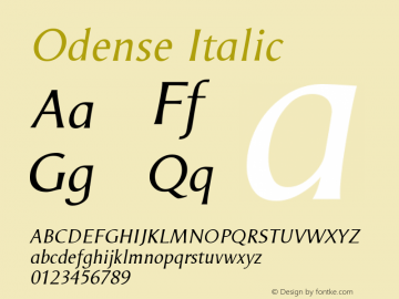 Odense-Italic Version 005.000 Font Sample