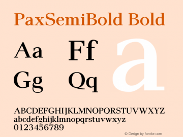 PaxSemiBold Version 005.000 Font Sample