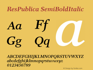ResPublica-SemiBoldItalic Version 005.000 Font Sample