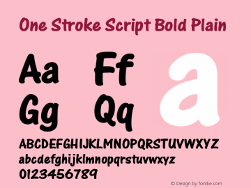 One Stroke Script Bold Plain Version 005.000 Font Sample