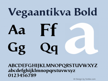 Vegaantikva-Bold Version 005.000 Font Sample
