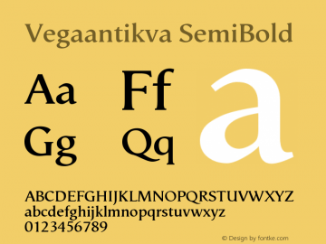 Vegaantikva-SemiBold Version 005.000 Font Sample