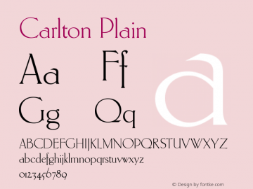 Carlton Plain Version 005.000 Font Sample