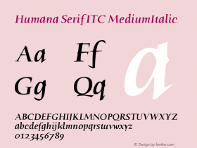 Humana Serif ITC Medium Italic Version 005.000 Font Sample