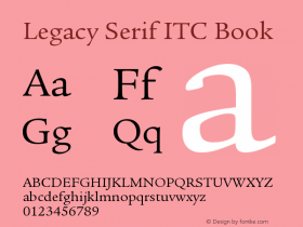 Legacy Serif ITC Book Version 005.000 Font Sample