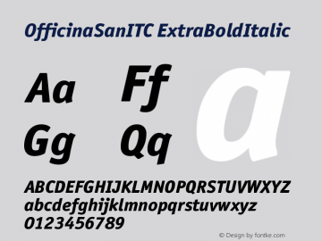 Officina San ITC Extra Bold Italic Version 005.000 Font Sample