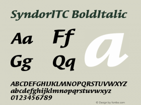 Syndor ITC Bold Italic Version 005.000 Font Sample