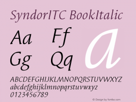 Syndor ITC Book Italic Version 005.000 Font Sample