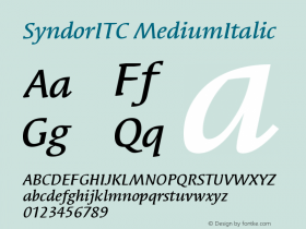 Syndor ITC Medium Italic Version 005.000 Font Sample