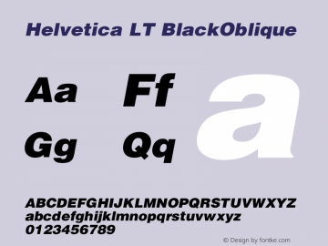 Helvetica LT Black Oblique Version 006.000图片样张