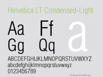Helvetica LT Condensed Light Version 006.000图片样张