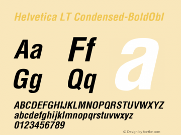 Helvetica LT Condensed Bold Oblique Version 006.000图片样张