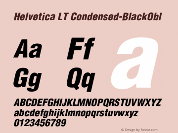 Helvetica LT Condensed Black Oblique Version 006.000图片样张