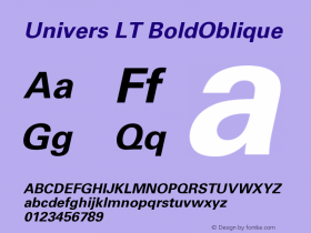 Univers LT 65 Bold Oblique Version 006.000图片样张