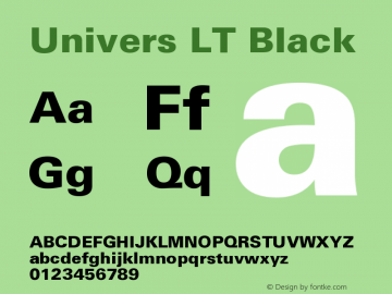 Univers LT 75 Black Version 006.000 Font Sample