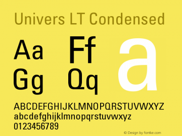 Univers LT 57 Condensed Version 006.000 Font Sample