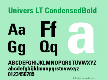 Univers LT 67 Condensed Bold Version 006.000 Font Sample