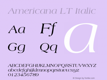 Americana LT Italic Version 006.000 Font Sample