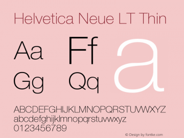 Helvetica LT 35 Thin Version 006.000 Font Sample
